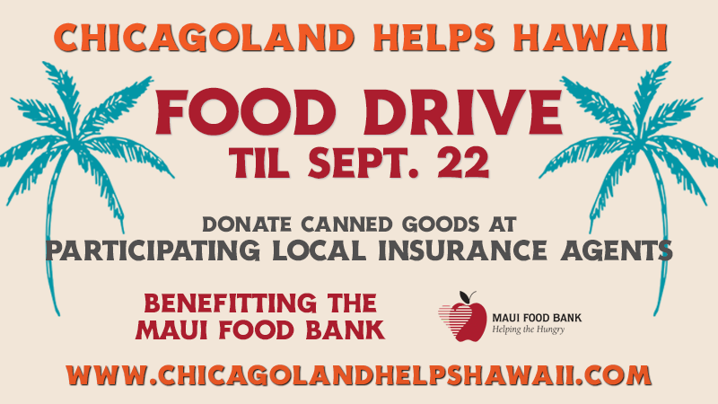 An advertisement for a food drive in chicagoland
