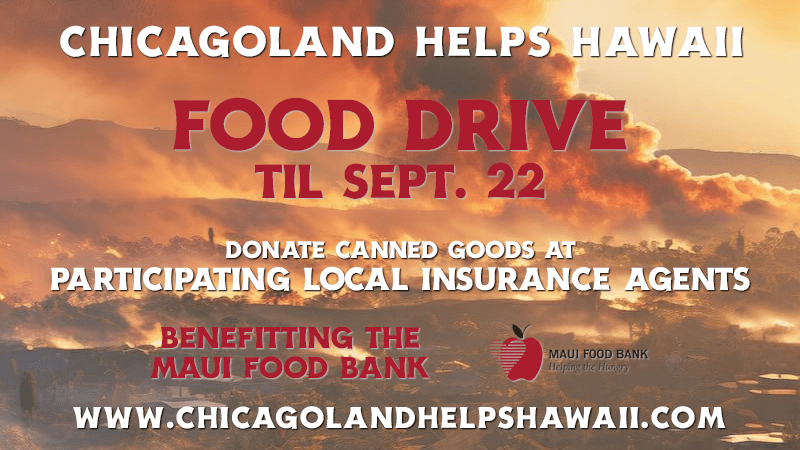 An advertisement for a food drive in chicagoland